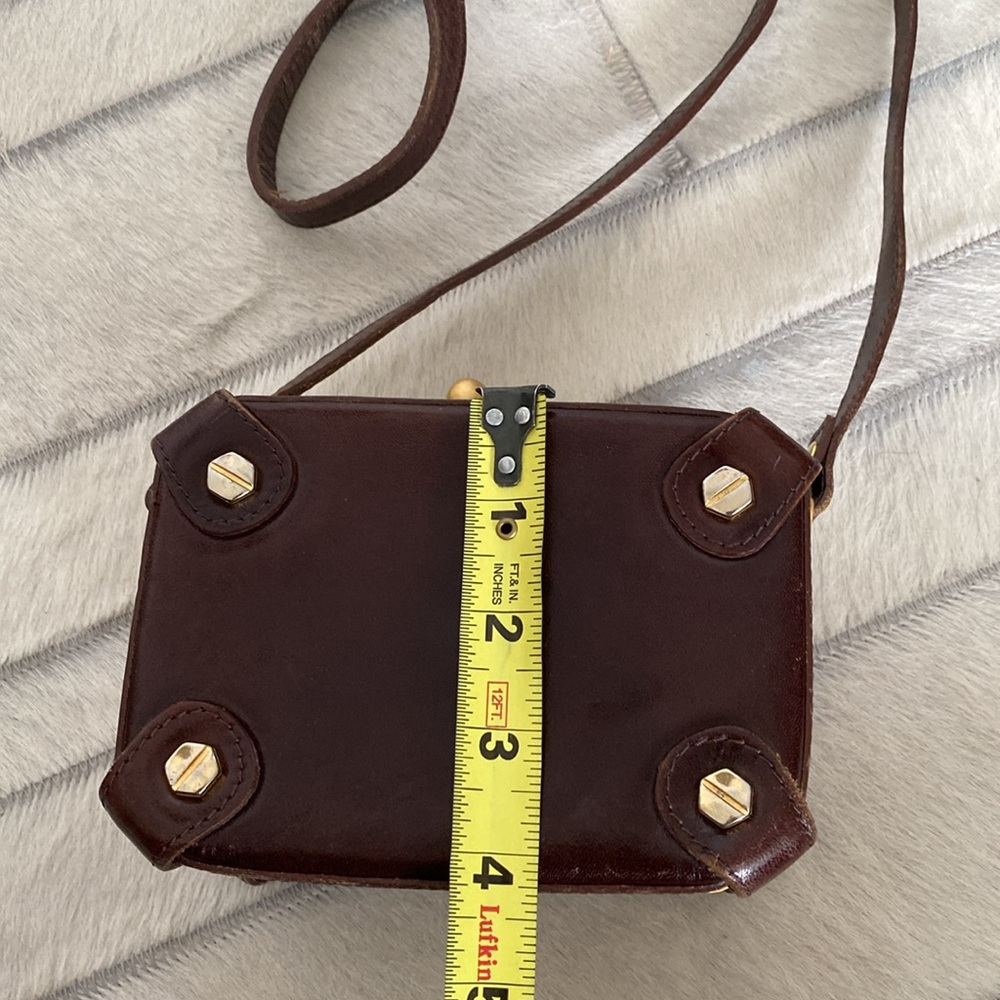 KENO by RO -EL Elegant Brown and Gold Box Crossbody 100% leather Handbag - Picture 13 of 16